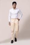 Buy_Aryavir Malhotra_Cream Cotton, Lycra Pant _at_Aza_Fashions