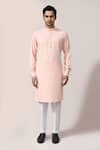 Arihant Rai Sinha_Peach Viscose Plain Kurta And Pant Set _Online_at_Aza_Fashions
