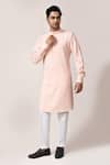 Shop_Arihant Rai Sinha_Peach Viscose Plain Kurta And Pant Set _Online_at_Aza_Fashions