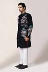 Shop_Arihant Rai Sinha_Navy Embroidery Floral Sherwani Set _Online_at_Aza_Fashions
