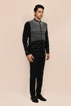 Shop_Arihant Rai Sinha_Black Terrycloth Beads Beadwork Bandhgala Set _Online_at_Aza_Fashions