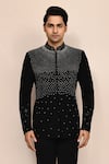Buy_Arihant Rai Sinha_Black Terrycloth Beads Beadwork Bandhgala Set 