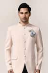 Arihant Rai Sinha_Cream Rayon Embroidery Bandhgala And Black Pant Set _at_Aza_Fashions
