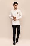 Buy_Aryavir Malhotra_Cream Linen Embroidery Animal Work Shirt _at_Aza_Fashions