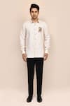 Buy_Aryavir Malhotra_Cream Linen Embroidery Animal Work Shirt _Online_at_Aza_Fashions