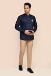 Buy_Aryavir Malhotra_Navy Cotton Embroidery Blue Eagle Shirt _at_Aza_Fashions
