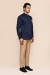 Shop_Aryavir Malhotra_Navy Cotton Embroidery Blue Eagle Shirt _Online_at_Aza_Fashions