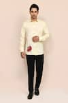 Buy_Aryavir Malhotra_Yellow Linen, Cotton Embroidery Shirt _at_Aza_Fashions