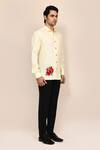 Aryavir Malhotra_Yellow Linen, Cotton Embroidery Shirt _at_Aza_Fashions