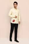 Buy_Aryavir Malhotra_Yellow Linen, Cotton Embroidery Shirt 