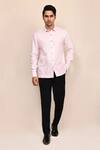 Buy_Aryavir Malhotra_Pink Linen, Cotton Embroidery Shirt 