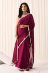 Buy_Five Point Five_Wine Silk Poonam Soft Saree With Running Blouse _at_Aza_Fashions