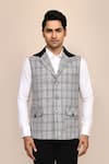 Buy_Arihant Rai Sinha_Gray Plaid Nehru Jacket _at_Aza_Fashions