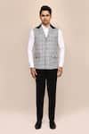 Arihant Rai Sinha_Gray Plaid Nehru Jacket _Online_at_Aza_Fashions