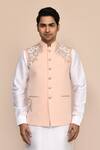 Buy_Arihant Rai Sinha_Peach Embroidery Hand Work Nehru Jacket _at_Aza_Fashions