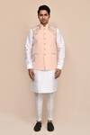 Arihant Rai Sinha_Peach Embroidery Hand Work Nehru Jacket _Online_at_Aza_Fashions