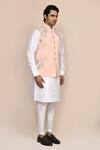 Shop_Arihant Rai Sinha_Peach Embroidery Hand Work Nehru Jacket _Online_at_Aza_Fashions