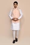Arihant Rai Sinha_Peach Embroidery Hand Work Nehru Jacket _at_Aza_Fashions