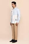 Buy_Aryavir Malhotra_White Cotton, Linen Embroidery And Sky Shirt _Online_at_Aza_Fashions