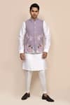 Arihant Rai Sinha_Lavender Embroidery Mauve Nehru Jacket _at_Aza_Fashions