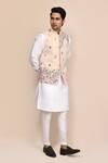 Arihant Rai Sinha_Peach Embroidery Nehru Jacket _at_Aza_Fashions