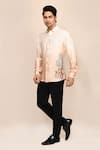 Buy_Aryavir Malhotra_Cream Linen, Satin Embroidery And Beige Shaded Hand Work Shirt 