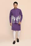 Buy_Arihant Rai Sinha_Purple Rayon Embroidery Hand Bundi Kurta Set _at_Aza_Fashions