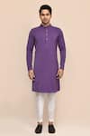 Buy_Arihant Rai Sinha_Purple Rayon Embroidery Hand Bundi Kurta Set _Online_at_Aza_Fashions