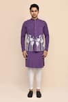 Shop_Arihant Rai Sinha_Purple Rayon Embroidery Hand Bundi Kurta Set _Online_at_Aza_Fashions