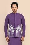 Arihant Rai Sinha_Purple Rayon Embroidery Hand Bundi Kurta Set _at_Aza_Fashions