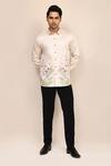 Buy_Aryavir Malhotra_Beige Cotton Embroidery Light Hand Work Shirt 