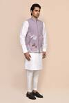 Buy_Arihant Rai Sinha_Mauve Rayon, Silk Embroidery Mouve Bundi Kurta Set 