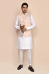 Buy_Arihant Rai Sinha_Cream Rayon Embroidery Floral Bundi Kurta Set _at_Aza_Fashions