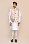 Buy_Arihant Rai Sinha_Cream Rayon Embroidery Floral Bundi Kurta Set _Online_at_Aza_Fashions
