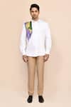 Aryavir Malhotra_White Cotton Embroidery Giza Shirt _Online_at_Aza_Fashions