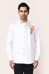 Buy_Aryavir Malhotra_White Cotton Embroidery Horse Shirt _Online_at_Aza_Fashions