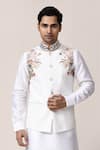 Arihant Rai Sinha_Off White Rayon, Satin Embroidery Hand Bundi Set _Online_at_Aza_Fashions