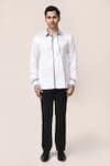 Aryavir Malhotra_White Linen, Satin Piping Shirt _Online_at_Aza_Fashions