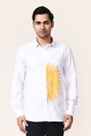Buy_Aryavir Malhotra_White Linen, Cotton Embroidery Half Sun Shirt _Online_at_Aza_Fashions