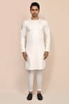 Buy_Arihant Rai Sinha_Cream Satin Embroidery Hand Work Kurta And White Pant Set _Online_at_Aza_Fashions
