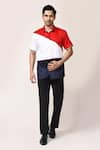 Buy_Aryavir Malhotra_Red Cotton Multicolour Plain Shirt _at_Aza_Fashions