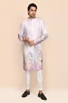 Buy_Arihant Rai Sinha_Multi Color Satin, Shantoon Floral Print Silk Kurta Set _at_Aza_Fashions