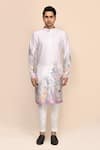 Buy_Arihant Rai Sinha_Multi Color Satin, Shantoon Floral Print Silk Kurta Set _Online_at_Aza_Fashions