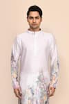 Shop_Arihant Rai Sinha_Multi Color Satin, Shantoon Floral Print Silk Kurta Set _Online_at_Aza_Fashions