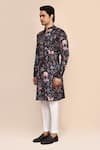 Arihant Rai Sinha_Black Satin, Shantoon Floral Print Kurta And White Pant Set _at_Aza_Fashions