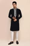 Buy_Arihant Rai Sinha_Black Embroidery Hand Work Kurta And White Pant Set _at_Aza_Fashions