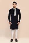 Arihant Rai Sinha_Black Embroidery Hand Work Kurta And White Pant Set _Online_at_Aza_Fashions