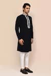Arihant Rai Sinha_Black Embroidery Hand Work Kurta And White Pant Set _at_Aza_Fashions