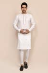 Buy_Arihant Rai Sinha_Off White Cotton Embroidery Cream Full Hand Work Kurta And Pant Set _at_Aza_Fashions