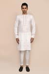 Buy_Arihant Rai Sinha_Off White Cotton Embroidery Cream Full Hand Work Kurta And Pant Set _Online_at_Aza_Fashions